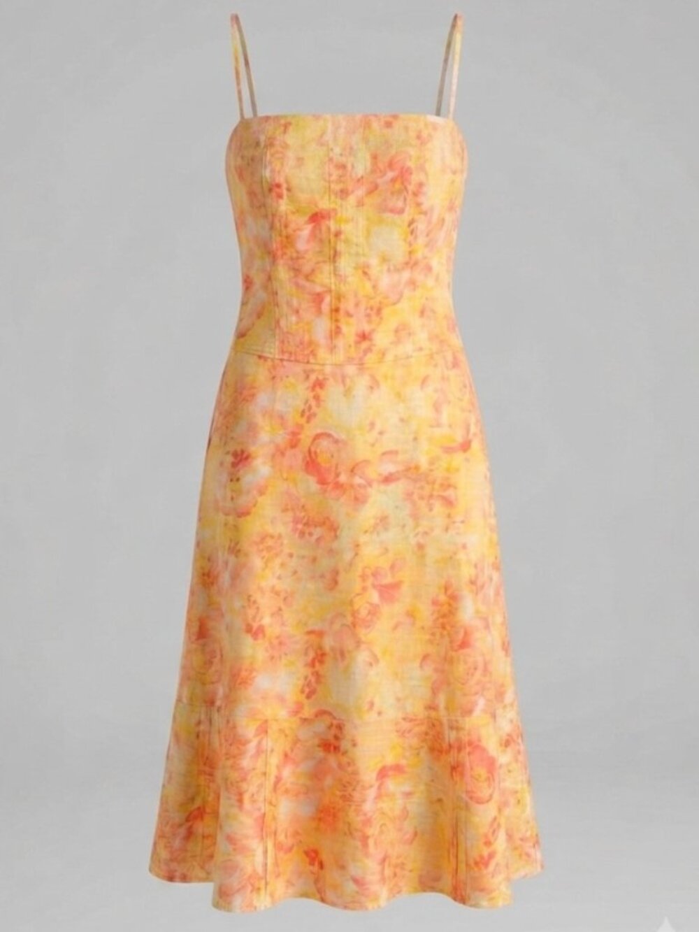 VTG Ann Taylor Pink & Yellow Sundress Linen 10 y2K Cottagecore